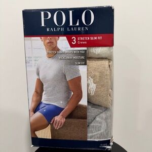 Polo Ralph Lauren Men 3 Stretch Slim Fit Crews T-Shirt - Men's Large, Pack of 3
